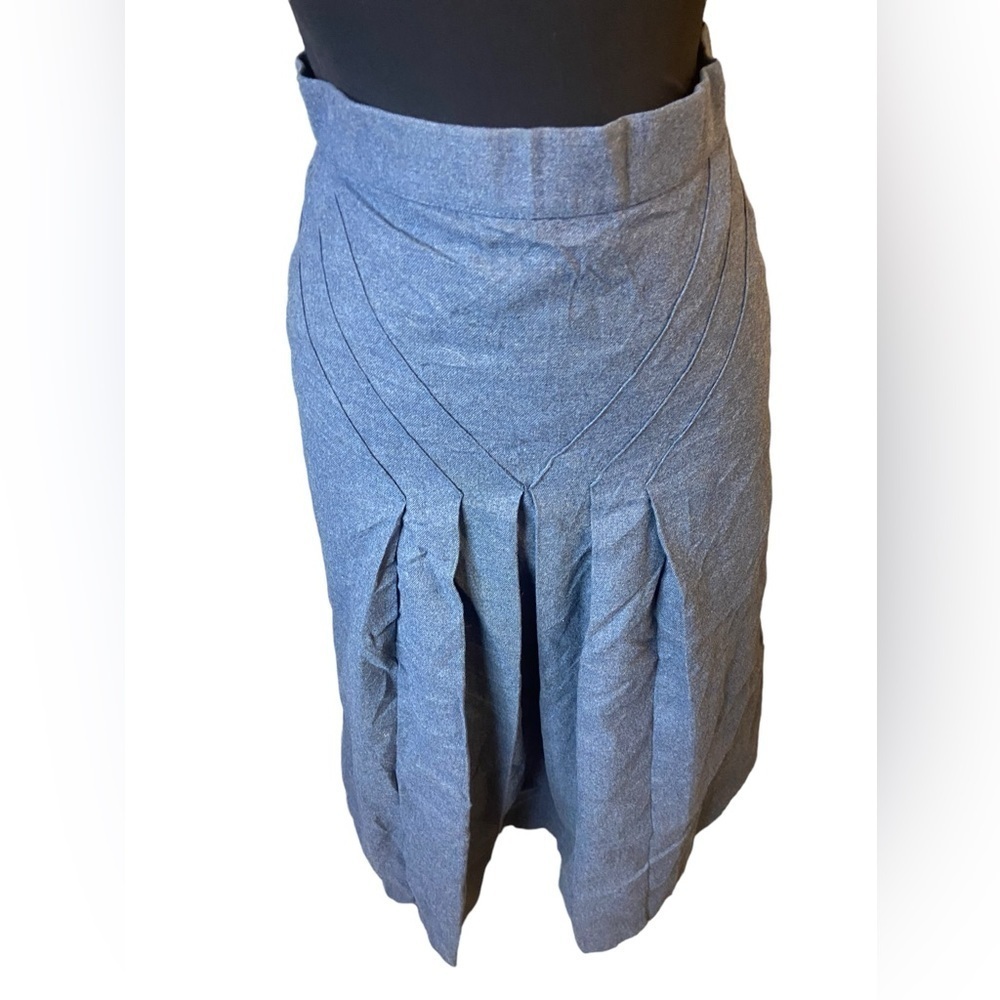 Vintage Wrangler Blue Grey Wool Pleated Skirt - Picture 7 of 14